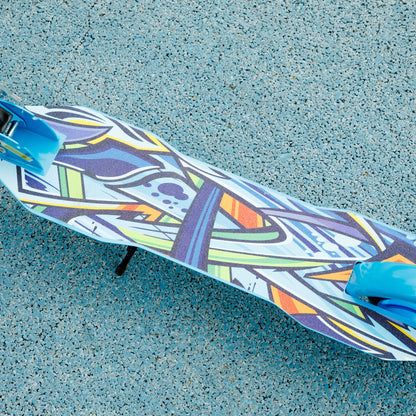 AIYAPLAY Tretroller, höhenverstellbar, Hinterradbremse, faltbar, 100 kg belastbar, Blau