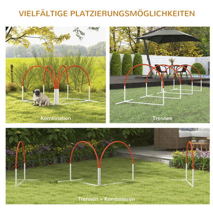 PawHut Agility-Set för Hunde, 4-teilig, inkl. Tragetasche, Kunststoff, 89x69x99 cm, Weiß+Orange
