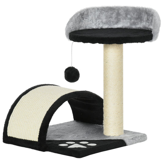 PawHut Kratzbaum Katzenbaum mit Spielbällen Katzenkratzbaum Sisalseil-Kratzstangen Schwarz 35,5 x 37 x 46 cm