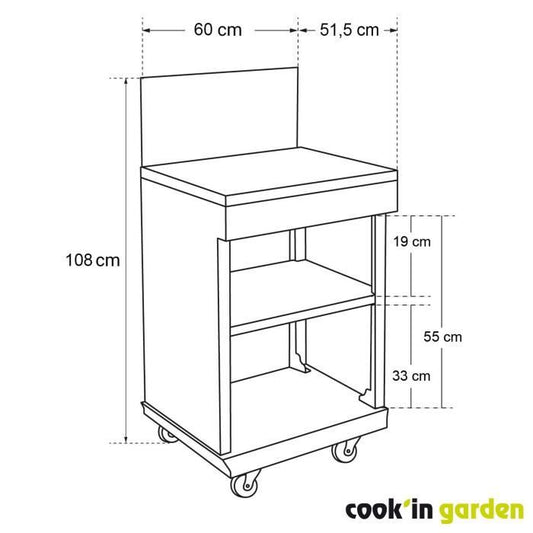 Serving trolley - COOK'IN GARDEN - Can be integrated into Fidgi BBQs