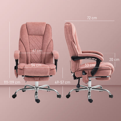 Vinsetto Ergonomischer Bürostuhl mit Massagefunktion, Fußstütze, drehbar, rollbar, Rosa