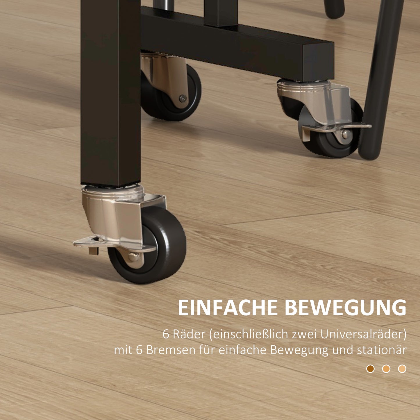 HOMCOM Esstisch für 4-6 Personen, Klapptisch mit Rollen, Stahlgestell, 52,5-120 x 80 x 73 cm, Grau