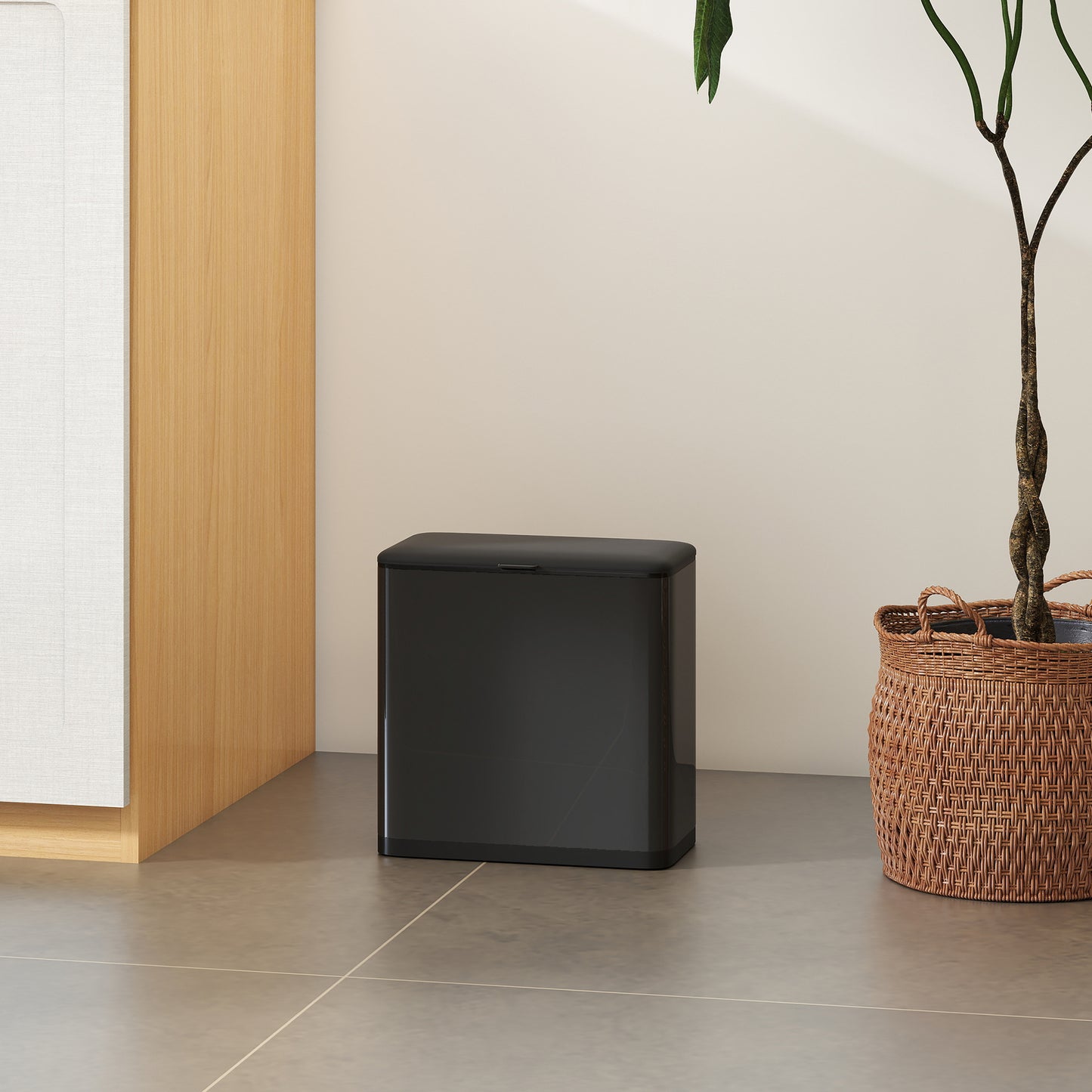 HOMCOM 8 L Mülleimer, freistehend oder hängend platzierbar, Edelstahl, Schwarz