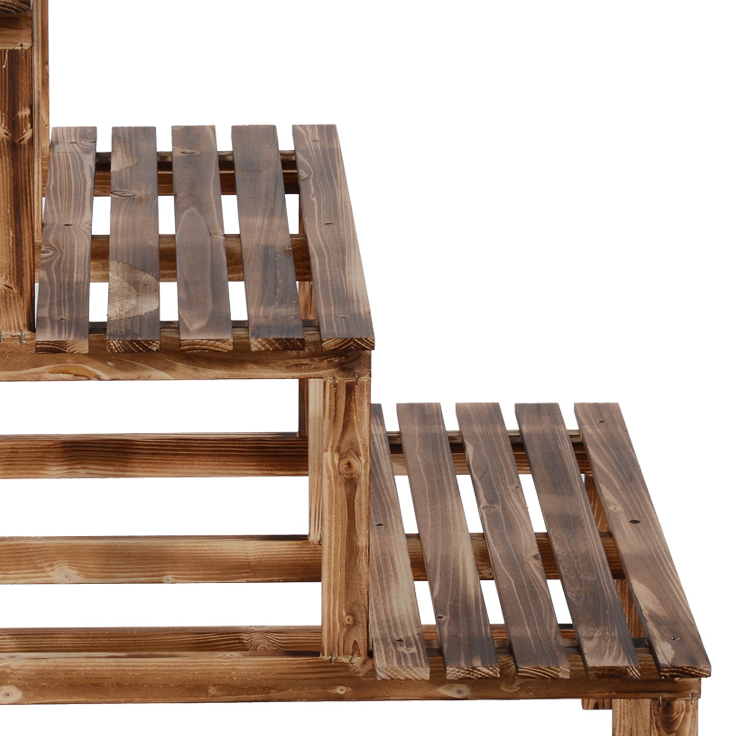 Outsunny Pflanzentreppe, Blumentreppe, Blumenregal, Pflanzregal, Blumenständer, 3 Stufen, Tannenholz, 80 x 80 x 78cm