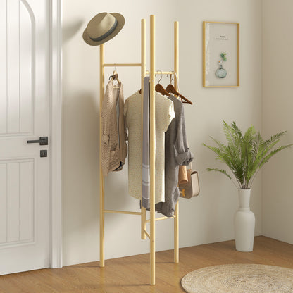 HOMCOM Kleiderständer, platzsparend, 5 kg Belastung, 62x52,5x160cm, Natur