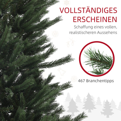 HOMCOM Weihnachtsbaum 180 cm, flammenhemmend, Metallfuß, 467 Spitzen, grün