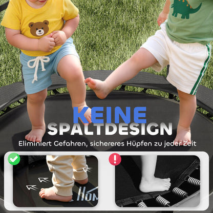 HOMCOM Trampolin für Kinder, Ø140 cm, mit Sicherheitsnetz, für innen und außen, Stahl, Kunststoff, belastbar bis 50 kg, Schwarz