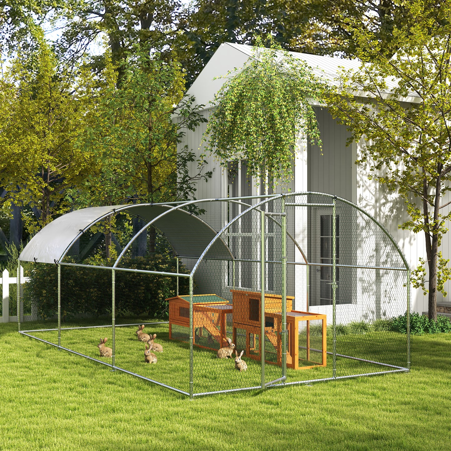 PawHut Kleintierstall Kleintierkäfig Kleintierhaus mit Asphaltdach Tannenholz Orange