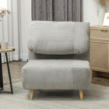 HOMCOM 2-in-1 Schlafsessel Gästebett, verstellbare Kopfstütze Cord-Optik 82 cm x 8 cm x 83 cm Grau