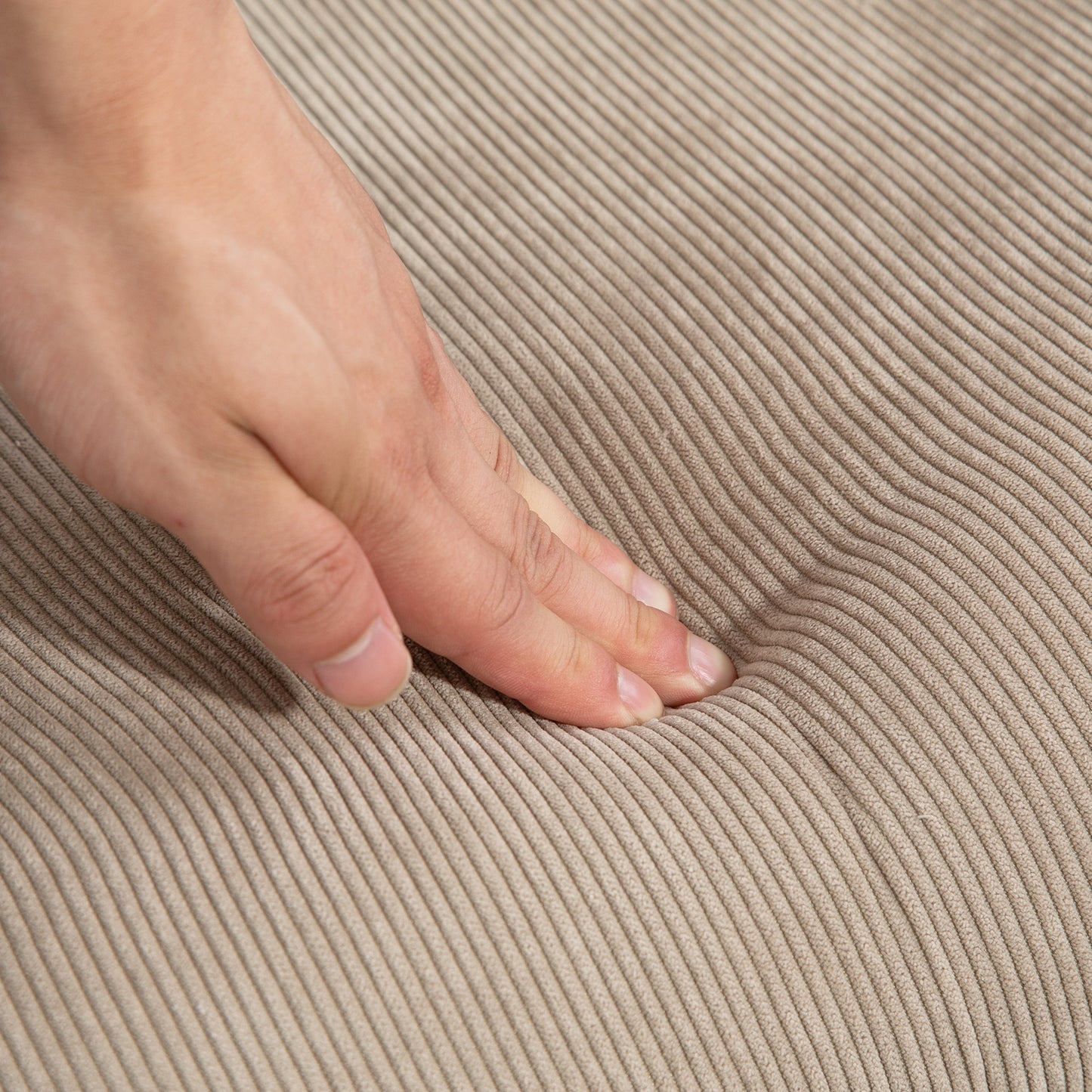 HOMCOM Akzentsessel mit Hocker, Relaxsessel in Cord-Optik, Armlehnstuhl mit Holzbeinen, für Wohnzimmer, Hellbraun