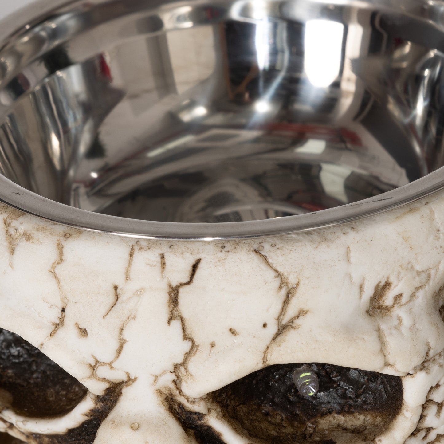 HOMCOM Halloweendekoration, Skelett-Süßigkeitenschale, leuchtende Augen, unheimliches Heulen, Grau/Schwarz