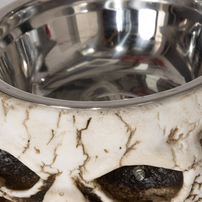 HOMCOM Halloweendekoration, Skelett-Süßigkeitenschale, leuchtende Augen, unheimliches Heulen, Grau/Schwarz