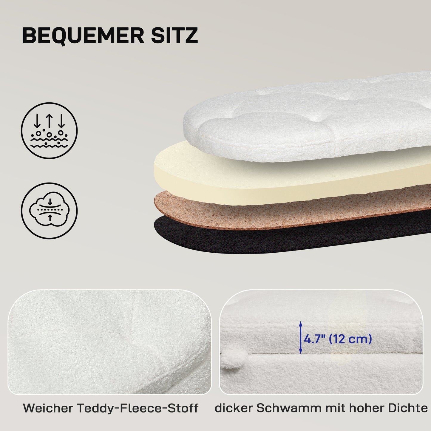 HOMCOM Sitzbank mit Stauraum, Deckel und Metallbeinen für Wohnzimmer, Schlafzimmer, Flur, Weiß