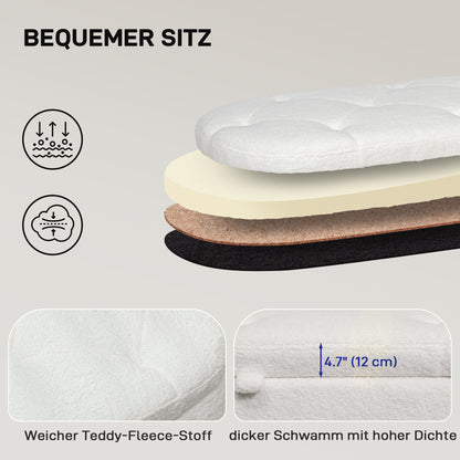 HOMCOM Sitzbank mit Stauraum, Deckel und Metallbeinen für Wohnzimmer, Schlafzimmer, Flur, Weiß