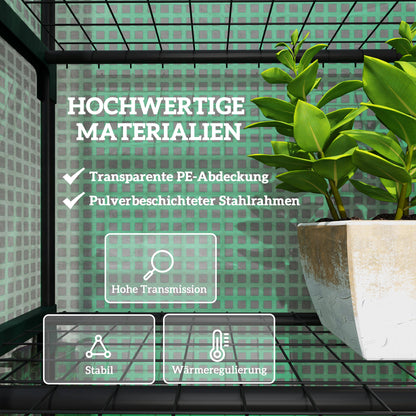 Outsunny Mini-Gewächshaus für Blumen oder Gemüse, Stahl, Kunststoff, 69L x 49B x 193H cm, Grün