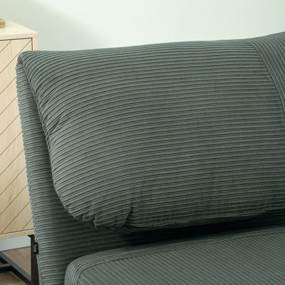 HOMCOM 2-in-1 Schlafsessel Gästebett, verstellbare Kopfstütze Cord-Optik 82 cm x 8 cm x 83 cm Grün