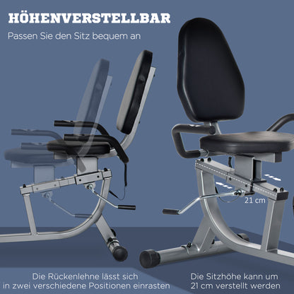 HOMCOM Radtrainer mit 8-stufigem Widerstand 122-137 x 62 x 103cm Stahl Grau+Schwarz+Silber