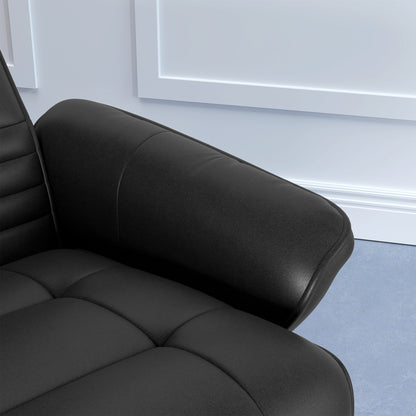 HOMCOM Polstersessel, Akzentsessel mit Hocker, drehbar, ergonomisch, Mikrofasertuchoptik, bis 150 kg, Schwarz