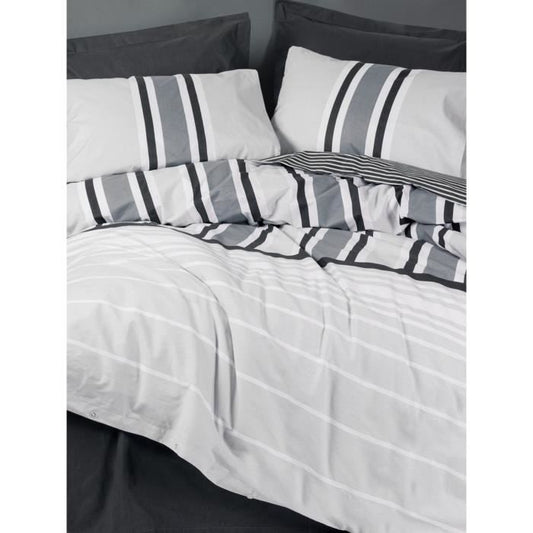 Bedding set - 1 duvet cover 220 x 240 cm + 2 pillowcases 60 x 60 cm - 100% cotton - Anthracite