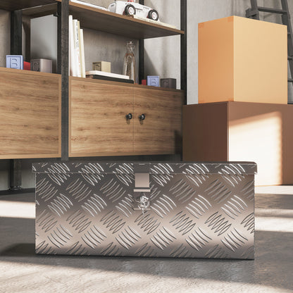 HOMCOM Gerätekasten Aufbewahrungskiste aus Aluminium mit Schloss und Schlüsseln 50 x 15,5 x 20,5 cm