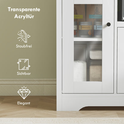 HOMCOM Küchenschrank mit Kabelloch, Kommode mit 2 Schränken, offenes Fach, Schublade, 80 x 35 x 72,2 cm, Spanplatte, Weiß