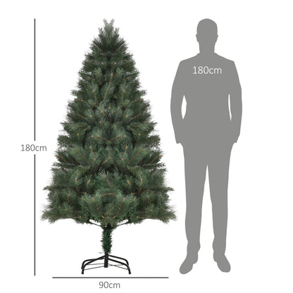 HOMCOM Weihnachtsbaum Ø90 x 180 cm, künstliche Tanne, realistisches Nadelkleid, Grün
