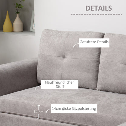 HOMCOM 3-Sitzer-Sofa mit Bettfunktion, Schlafsofa mit Chaiselongue, Polstersofa, Grau