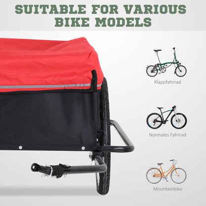 HOMCOM Fahrradanhänger Klappbar Lastenanhänger mit Kupplung,Transportwagen bis 40 kg belastbar, Transportanhänger Anhänger für Fahrrad Handwagen 140 x 88 x 60 cm