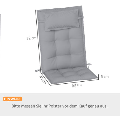 Outsunny 2er Set Auflage für Sonnenliege Wasserabweisend Liegenauflage für Gartenliege Polsterauflage 50x116x5 cm, Hellgrau