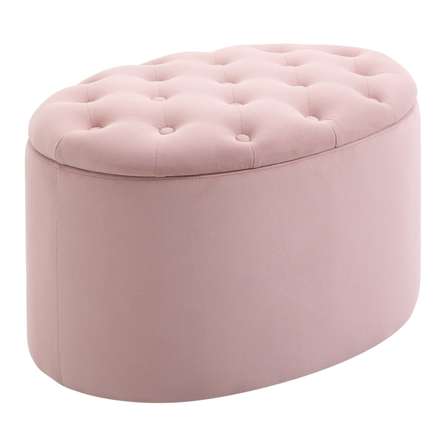 HOMCOM Sitzbank mit Stauraum Polsterbank mit Samtoptik, Sitztruhe Ovale Form, Truhenbank für Wohnzimmer Schlafzimmer Flur 71 x 52 x 42 cm, Rosa