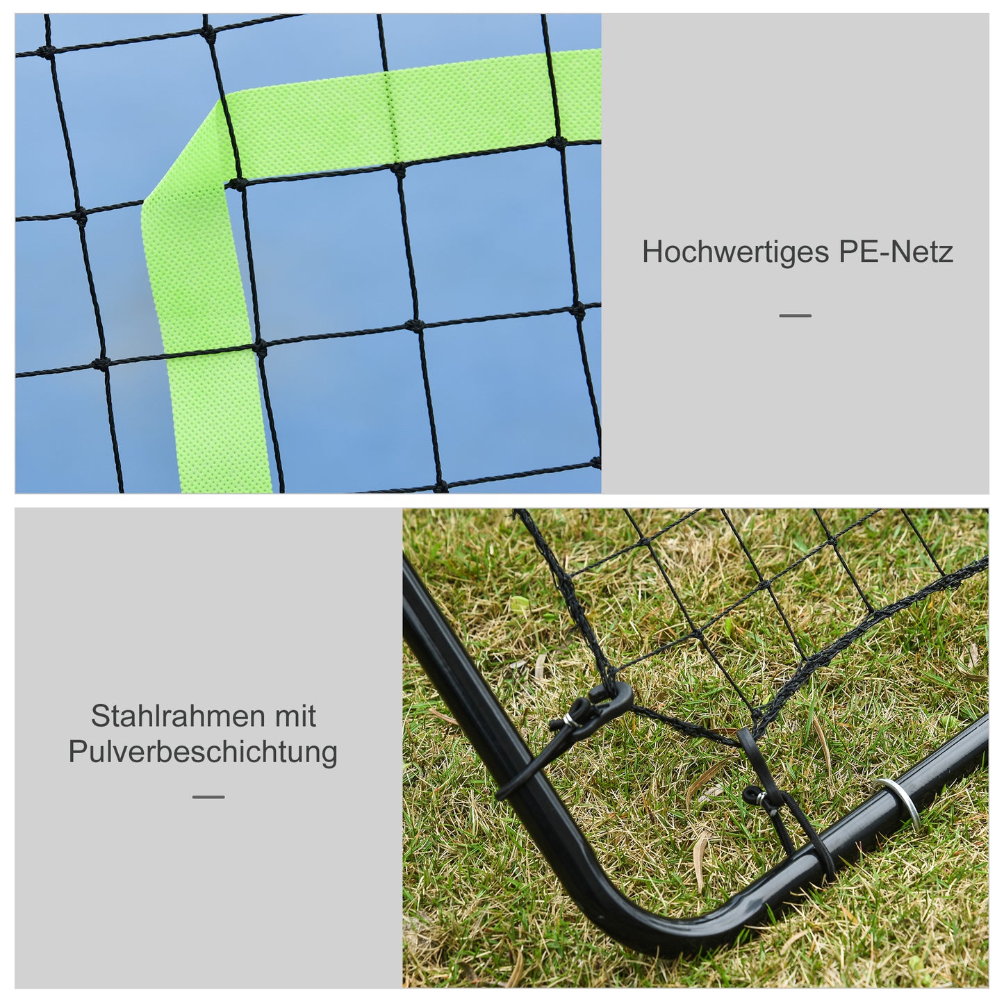 HOMCOM Baseball Rebounder, Tragebar Softball Pitchback-Netz, Rückprallnetz mit Ziel Zone, verstellbarem Winkel Pitching Netz für Basebälle Softbälle, Metall, Schwarz
