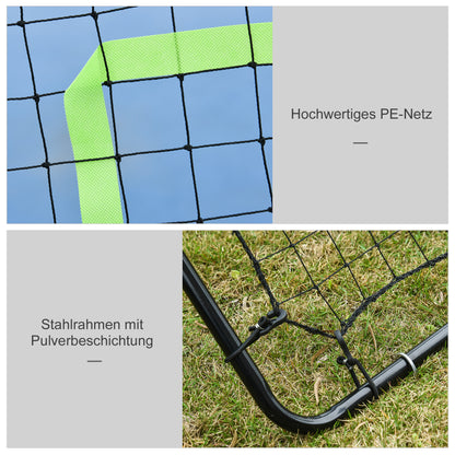 HOMCOM Baseball Rebounder, Tragebar Softball Pitchback-Netz, Rückprallnetz mit Ziel Zone, verstellbarem Winkel Pitching Netz für Basebälle Softbälle, Metall, Schwarz