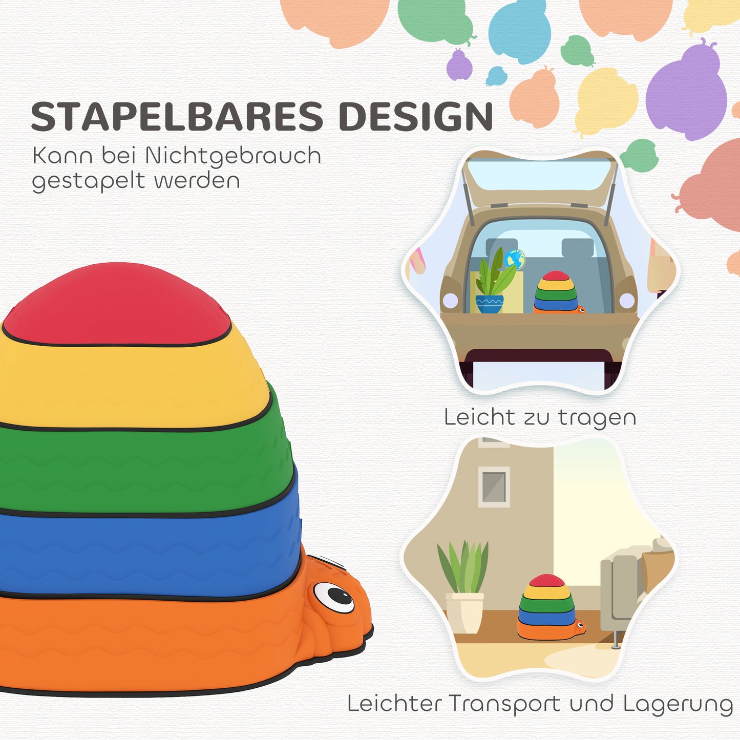 AIYAPLAY Balanciersteine für Kinder 5 Stück Rutschfest stapelbar 2-8 Jahren für Drinnen Draußen