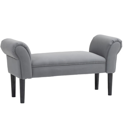 HOMCOM Sitzbank, Bettbank, robuste Bauweise, weiche Polsterung, 102x36x51 cm, Grau