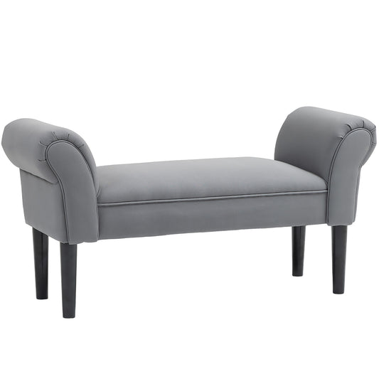 HOMCOM Sitzbank, Bettbank, robuste Bauweise, weiche Polsterung, 102x36x51 cm, Grau