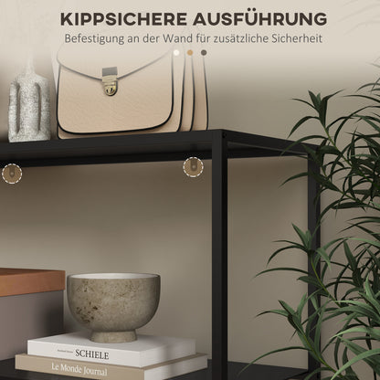 HOMCOM Konsolentisch, Sideboard, 2 Etagen, pulverbeschichteter Stahl, 90 x 30 x 75cm, schwarz