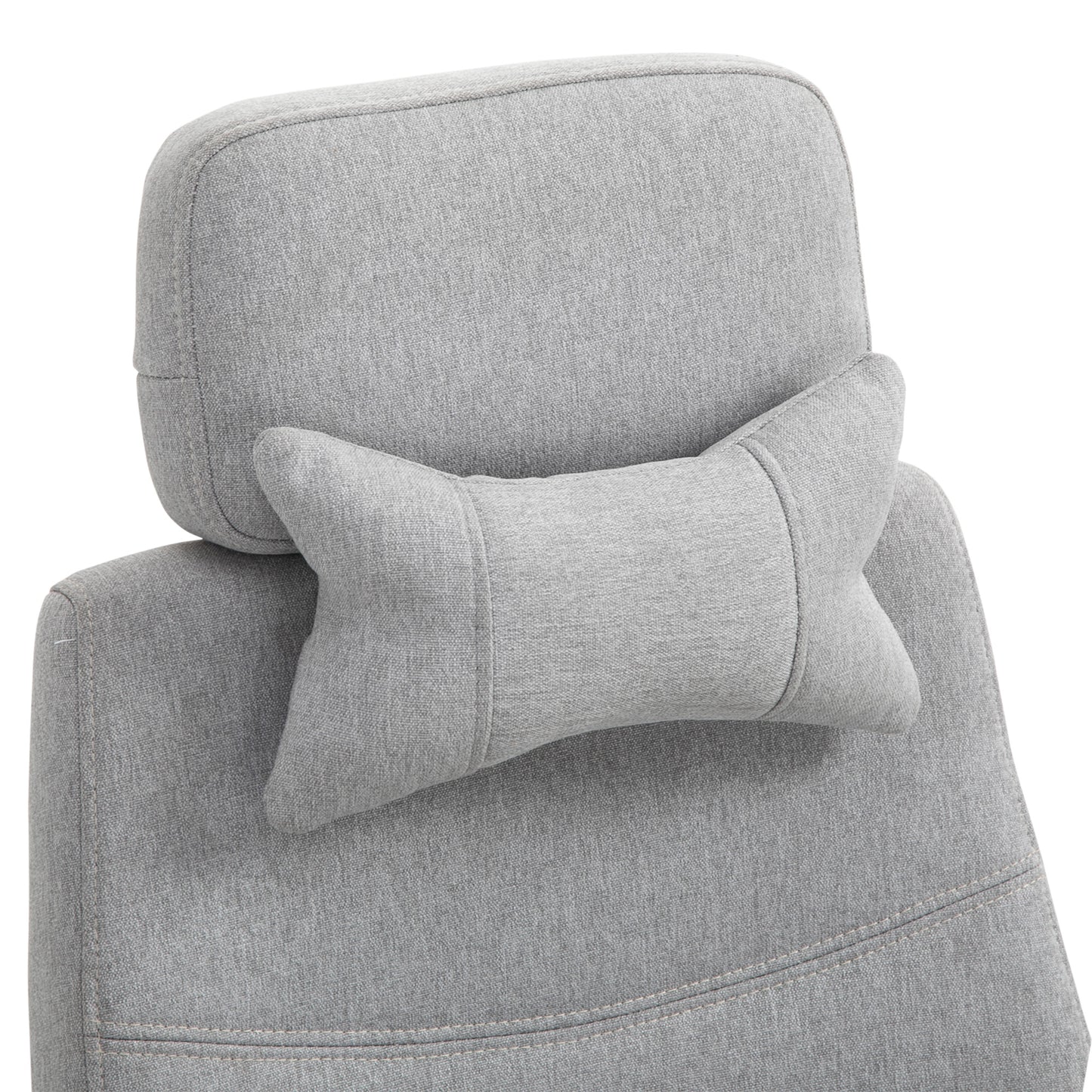 Vinsetto Bürostuhl, Ergonomischer Schreibtischstuhl mit Kopfkissen, Lendenkissen, höhenverstellbar Gamingstuhl mit Fußstütze, hoher Rückenlehne, Grau 62 x 68 x 117-127 cm