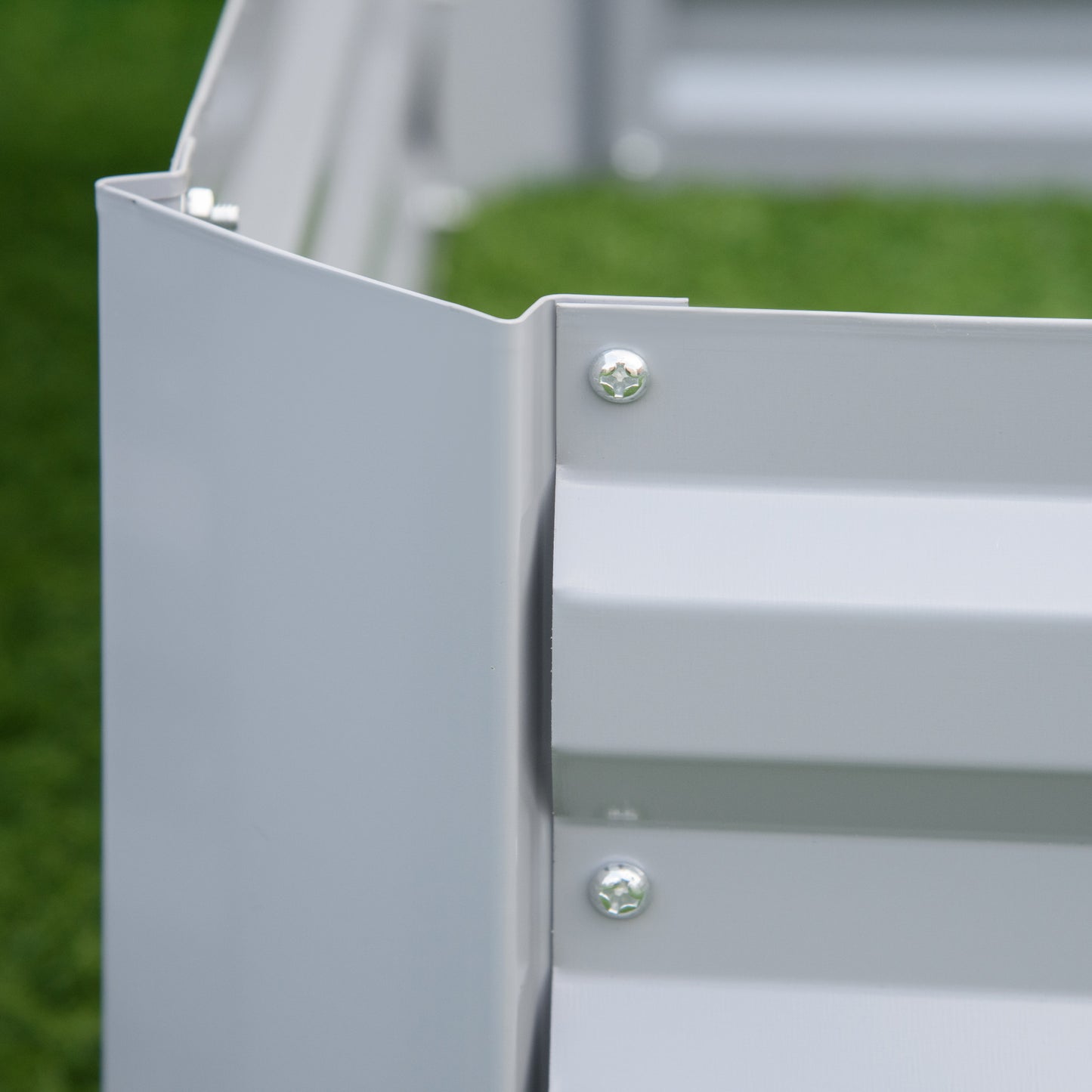 Outsunny Pflanzkasten, 2er-Set, Blumenkasten, offener Boden, Stahlrahmen, grau, (2 x) 100 x 100 x 30 cm