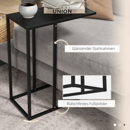 HOMCOM Beistelltisch Laptoptisch, Sofatisch in C-Form, mit Stahlgestell, Schwarz