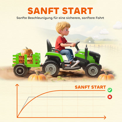AIYAPLAY Elektrischer Kindertraktor, Aufsitz-Traktor mit Fernbedienung, Soft-Start, für Kinder im Alter von 3-8 Jahren, Grün