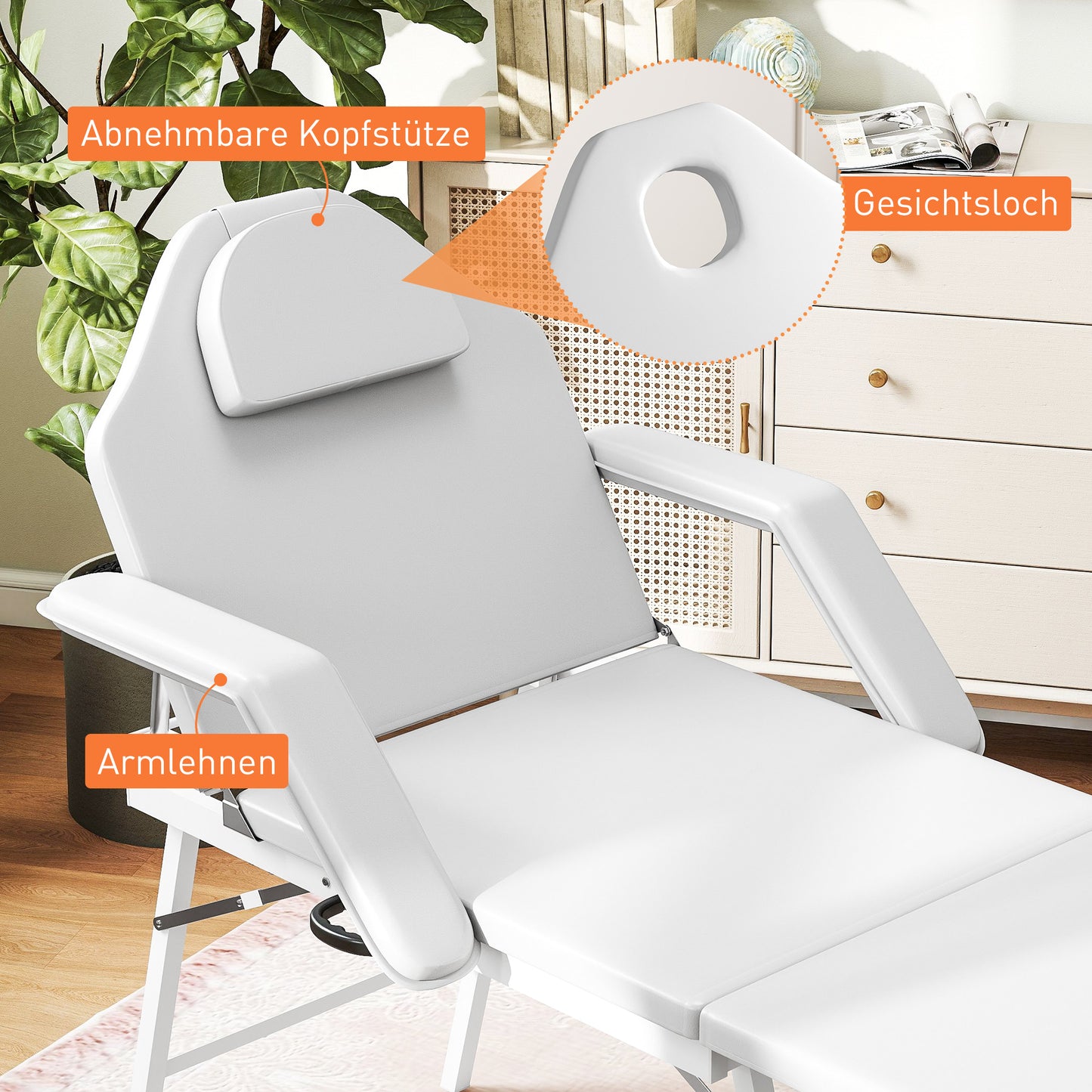 HOMCOM Tragbarer Massagetisch, Klappbare Massageliege mit Kunstleder-Bezug, Schaumstoff-Polsterung, Stahlrahmen, Weiß