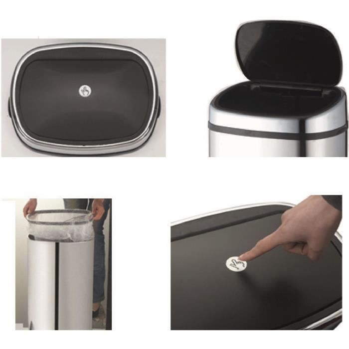 KITCHEN MOVE Semi-Automatic Kitchen Waste Bin One-touch Square 60 L - Gray