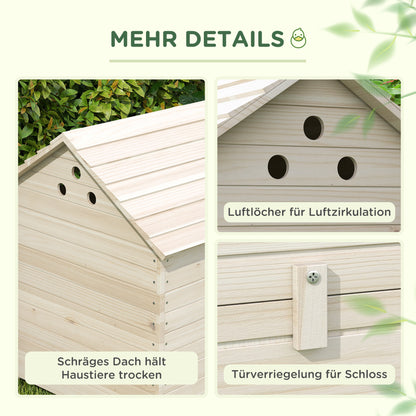 PawHut Entenhaus mit aufklappbarem Kippdach, Geflügelhaus mit erhöhten Boden und Rampe, Tannenholz, 100 x 82,5 x 91 cm