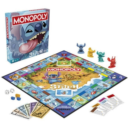 Monopoly Stitch, Board Game, 2 to 4 Players, 30 Minutes, Disney Lilo & Stitch Edition, Ages 8 and Up