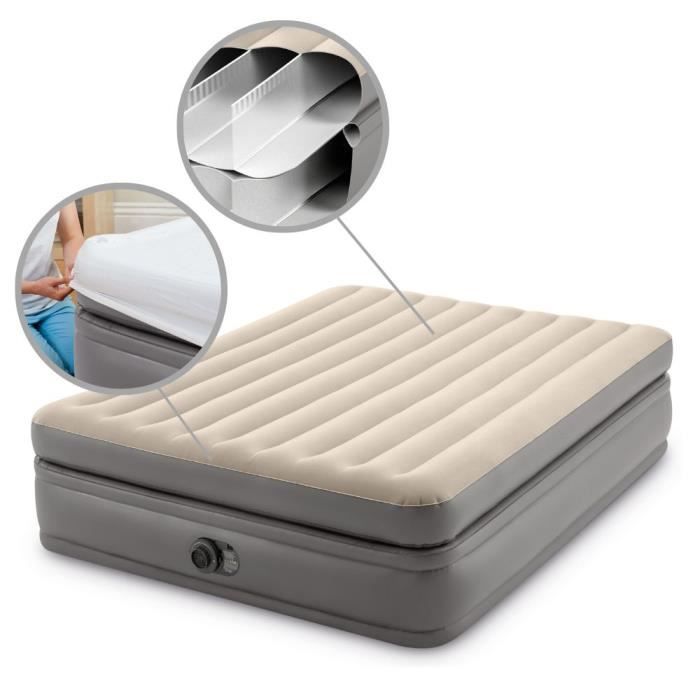 Inflatable mattress - INTEX - Prime Comfort - 2 people - 152 x 203 x 51 cm - Grey