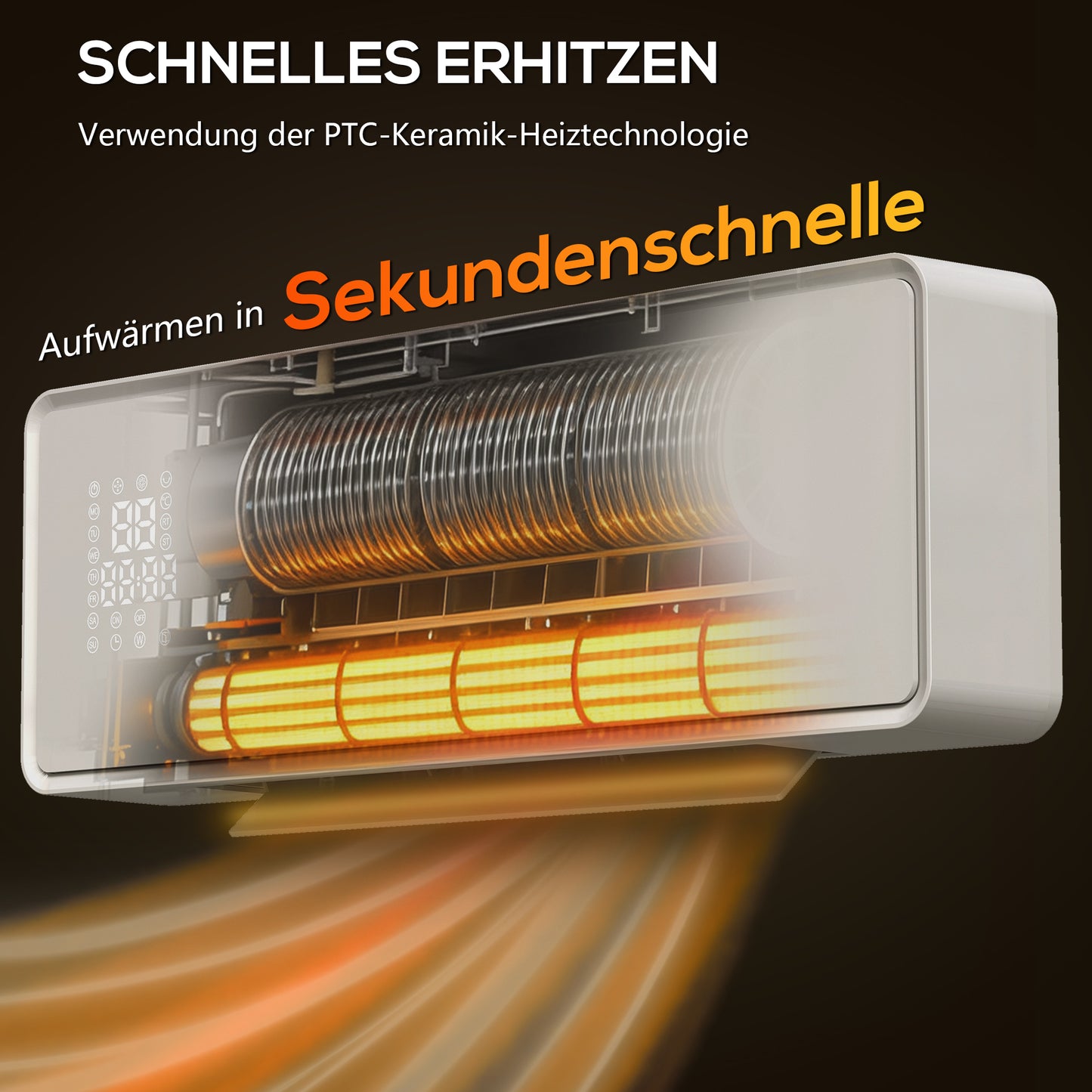 HOMCOM Wandmontierter 2000W Keramik Elektroheizer, Ventilator, Thermostat, Timer, Fernbedienung, Glaspaneel, Weiß