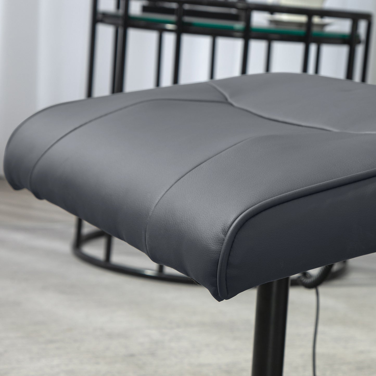 HOMCOM Massagesessel mit Fußhocker, Ergonomischer Stuhl mit 10 Vibrationspunkten, Kunstleder, 76 x 81 x 105 cm, Dunkelgrau