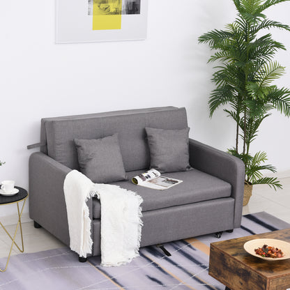 HOMCOM Schlafsofa für 2 Personen, mit Stauraum, leichter Umbau, flexibles Design, Grau