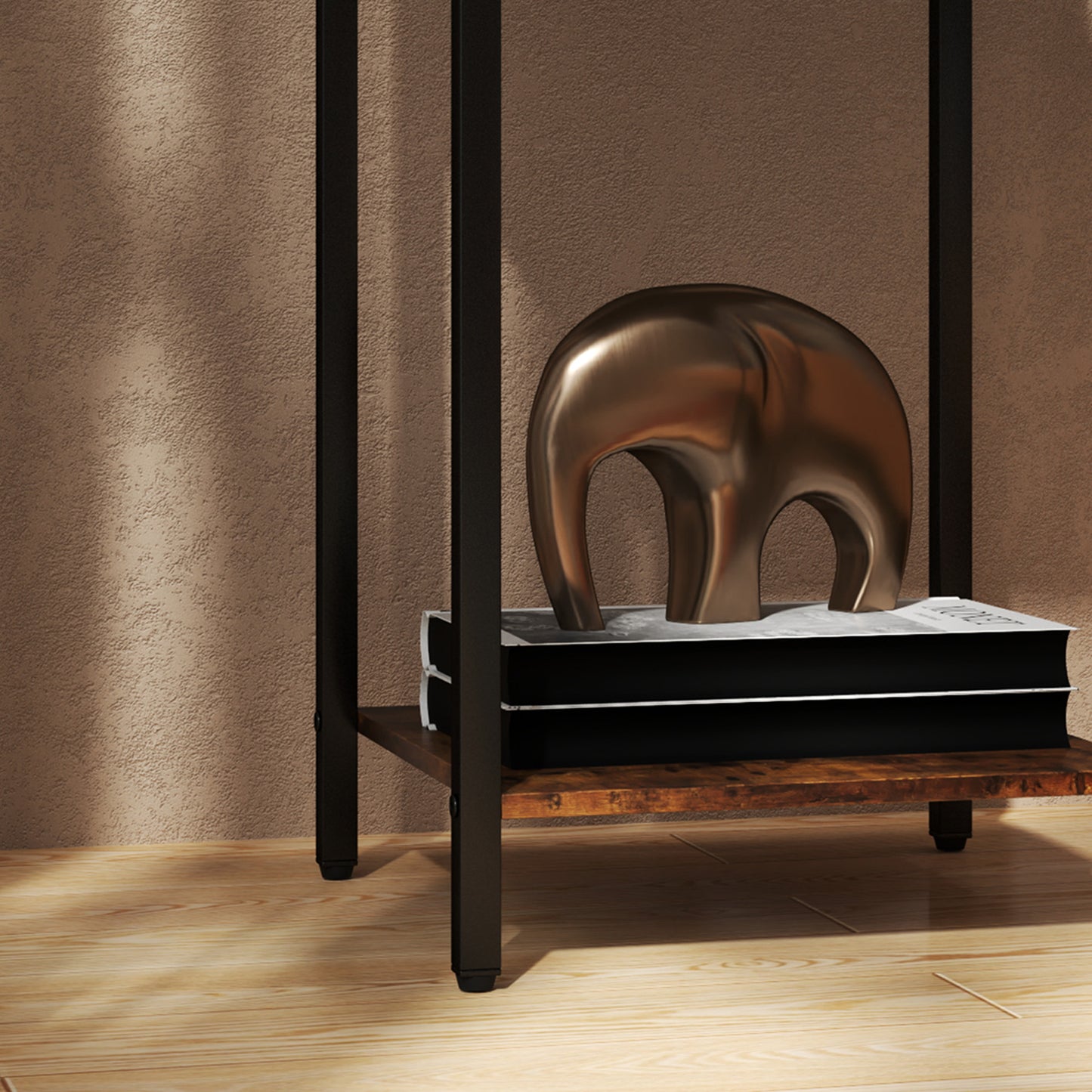 HOMCOM Beistelltisch im Industriestil, Schublade, Ablagefach, Metallrahmen, Holz, 40 x 40 x 68 cm, Braun