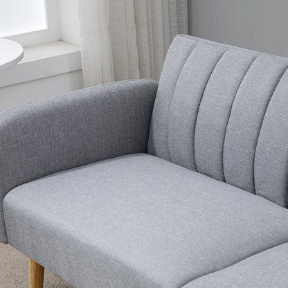 HOMCOM Schlafsofa, 2-Sitzer Stoffsofa, Sofa mit Schlaffunktion, leinenartiges Polyester, Kautschukholz, 173 x 75 x 73 cm, Grau